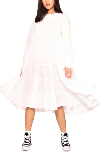 Absence Of Colour Ernie Long Sleeve Tiered Swing Dress In White