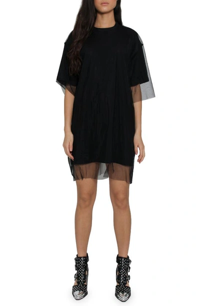 Absence Of Colour Uli Mesh Overlay T-shirt Dress In Black