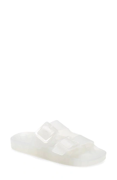 Balenciaga Mallorca Transparent Dual-buckle Slide Sandals In White