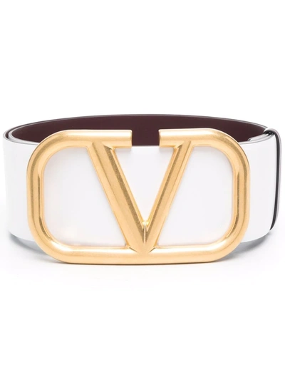 Valentino Garavani Vlogo Buckle Belt In White