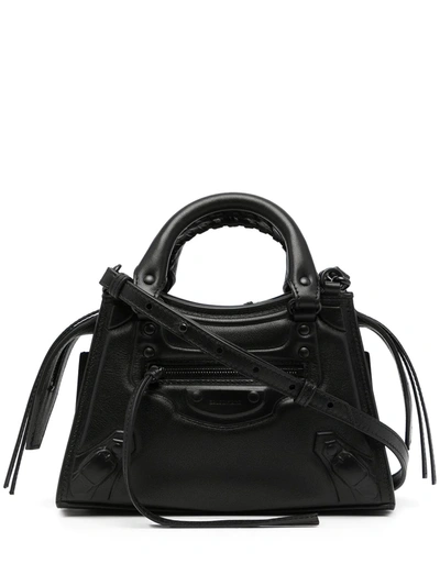 Balenciaga Neo Classic City Mini Pebbled Leather Satchel Bag In 黑色
