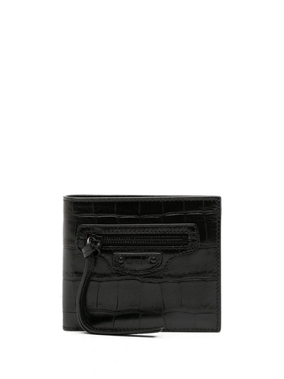 Balenciaga Neo Classic Embossed Wallet In Black