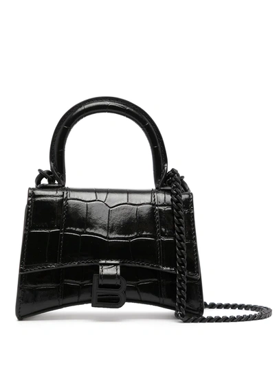 Balenciaga Hourglass Embossed Mini Bag In 黑色