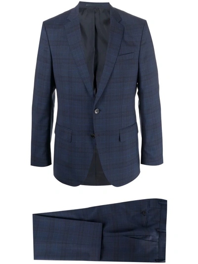 Hugo Boss Tartan-check Pattern Wool Suit In Blue