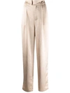 Aeron Odile Straight-leg Satin Trousers In Neutrals