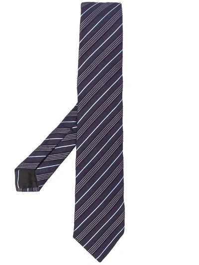 Hugo Boss Striped Jacquard Tie In Blue