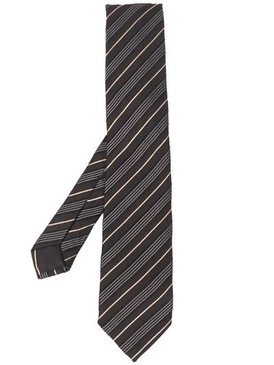 Hugo Boss Striped Jacquard Tie In Black