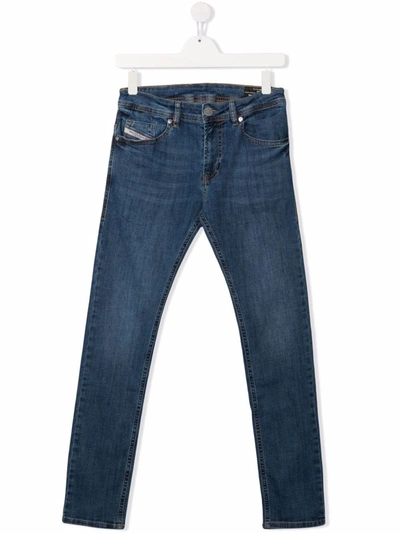 Diesel Teen Straight-leg Jeans In 蓝色