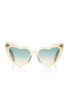 Saint Laurent Loulou Heart-shaped Acetate Sunglasses In Yellow