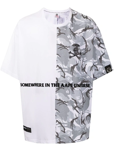 Aape By A Bathing Ape Camouflage-pint Logo-print T-shirt In Weiss