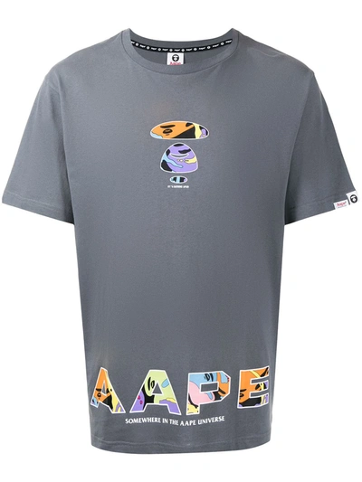 Aape By A Bathing Ape Logo-print Cotton T-shirt In Grau