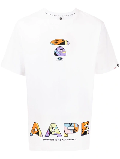Aape By A Bathing Ape Logo-print Cotton T-shirt In Weiss