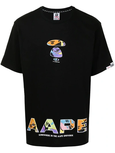 Aape By A Bathing Ape Logo-print Cotton T-shirt In Schwarz