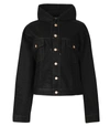 Balenciaga Hooded Denim Button-front Jacket In Black