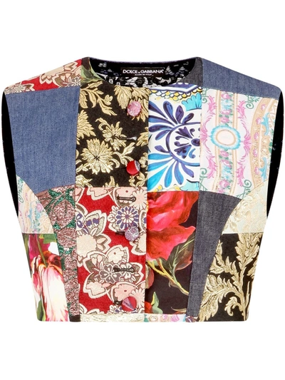 Dolce & Gabbana Patchwork Detailing Waistcoat In Multicolor