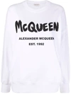 Alexander Mcqueen Printed Cotton-jersey Sweatshirt In Weiss