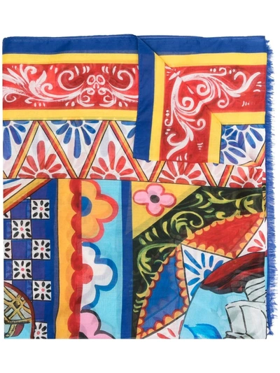 Dolce & Gabbana Graphic-print Cotton Twill Scarf In Multicolor