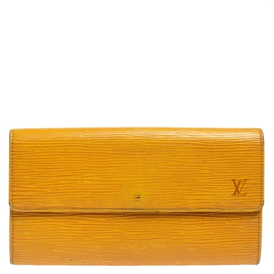 Pre-owned Louis Vuitton Tassel Yellow Epi Leather Porte Tresor International Wallet