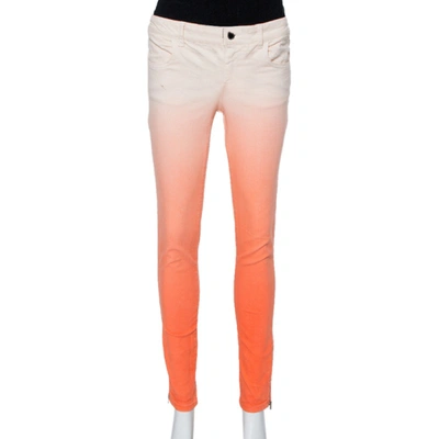 Pre-owned Stella Mccartney Ombre Denim Zip Detail Jeans M In Orange