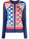 Dolce & Gabbana Carretto Button-down Silk Cardigan In Blau