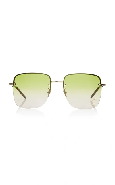 Saint Laurent Women's Square-frame Metal Sunglasses In Brown,green