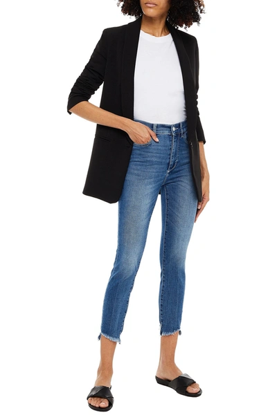 Dl1961 Farrow Cropped Frayed High-rise Skinny Jeans In Blue