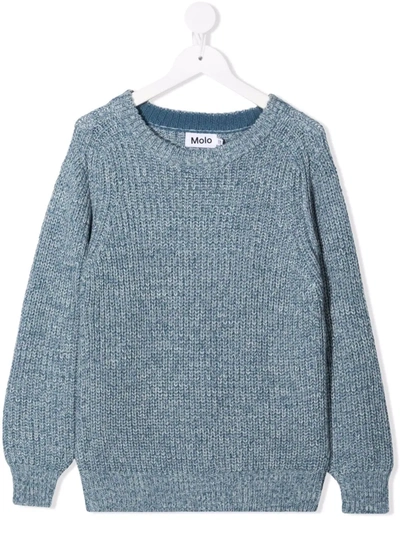 Molo Teen Raglan Crewneck Jumper In 蓝色