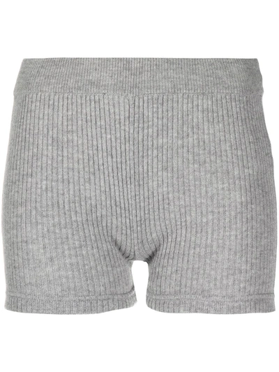 Thom Browne Ribbed Knitted Shorts In Grey