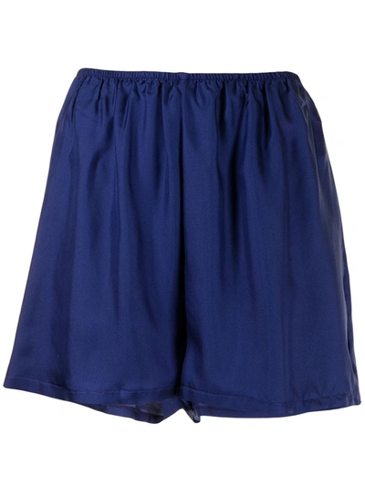 Fred Segal Lounge Silk Shorts In Blue