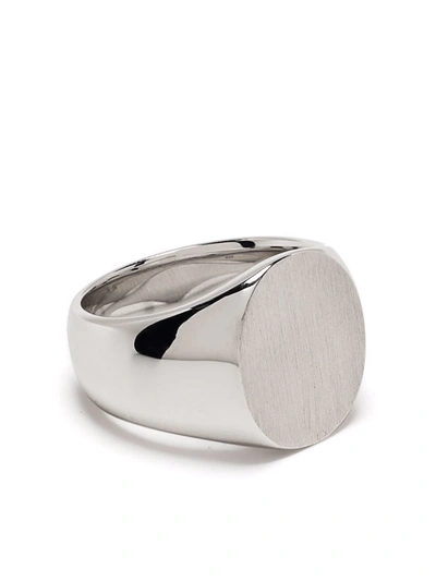 Tom Wood Oval Satin Signet Ring In Silver