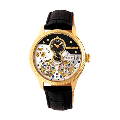 Heritor Winthrop Automatic Black Dial Mens Watch Hr7304 In Black,gold Tone