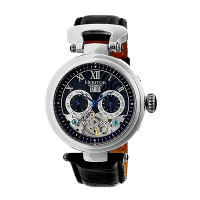 Heritor Ganzi Automatic Black Brushed Dial Mens Watch Hr3302 In Black / Blue