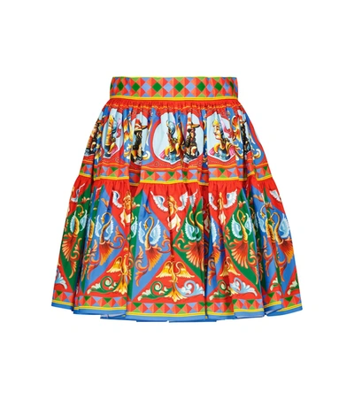 Dolce & Gabbana Gathered Printed Cotton-poplin Mini Skirt In Multicolor