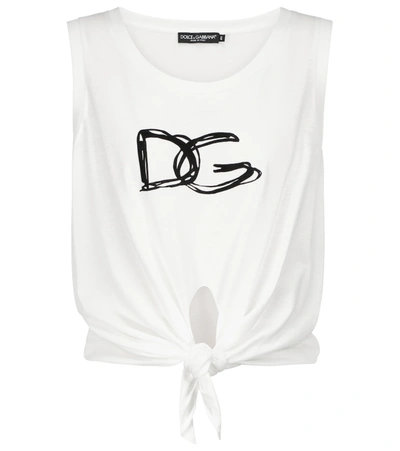 Dolce & Gabbana Logo Cotton Jersey Tank Top In White