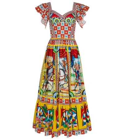 Dolce & Gabbana Printed Cotton-blend Poplin Midi Dress In Multicoloured
