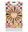 Dolce & Gabbana Printed Silk Sweater Vest In White