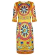 DOLCE & GABBANA PRINTED STRETCH-SILK CRÊPE MIDI DRESS,P00575314