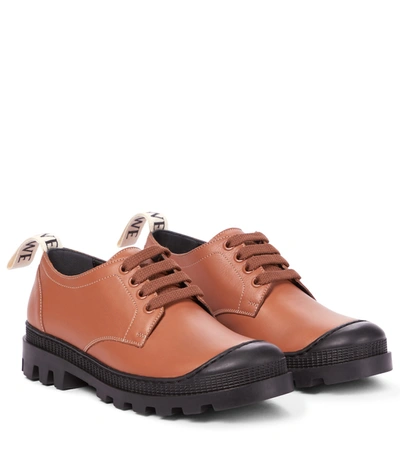 Loewe Leather Derby Shoes In Brown