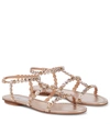 Aquazzura Tequila Embellished Leather Sandals In Gold