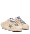 Golden Goose Sabot Natural Shearling Sneaker  In Beige In Natural White/silver