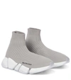Balenciaga Speed 2.0 Ribbed Stretch-knit High-top Sneakers In Grey