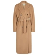Max Mara Madame Wool And Cashmere Long Belted Coat In Brown