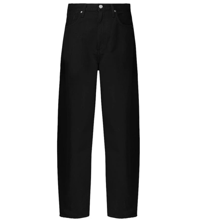 Goldsign The Relaxed Straight Cropped Leather Pants In Black