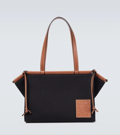 Loewe Cushion Small Canvas Tote In Black