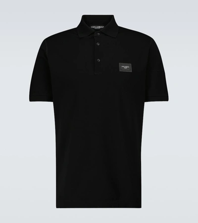 Dolce & Gabbana Men Logo Cotton Polo Shirt In Black