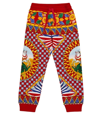 Dolce & Gabbana Kids' Printed Cotton Sweatpants In Multicoloured