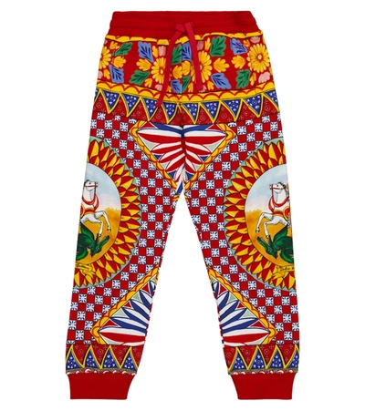 Dolce & Gabbana Kids' 印花棉质运动裤 In Multicoloured