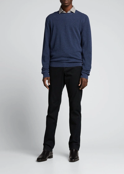 Tom Ford Men's Solid Cashmere-wool Crew Sweater In Dk Blu Sld