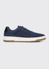 Vince Men's Mason Perforated Suede Low-top Sneakers In Ocean