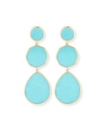 Ippolita 18k Polished Rock Candy Crazy 8's Earrings In Turquoise Slice